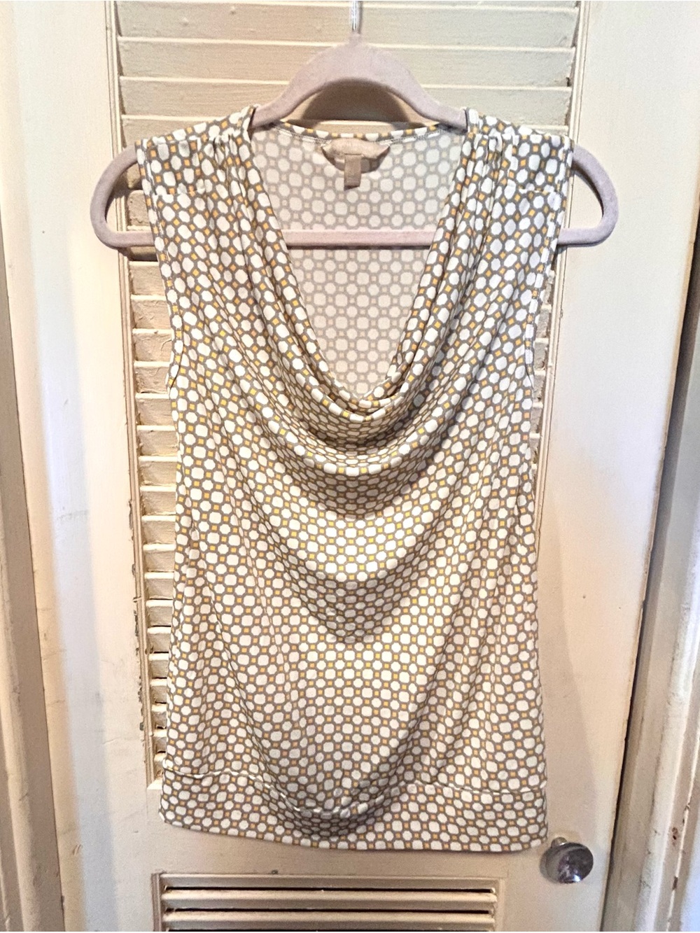 Banana Republic White and Gold Cowl Neck Camisole